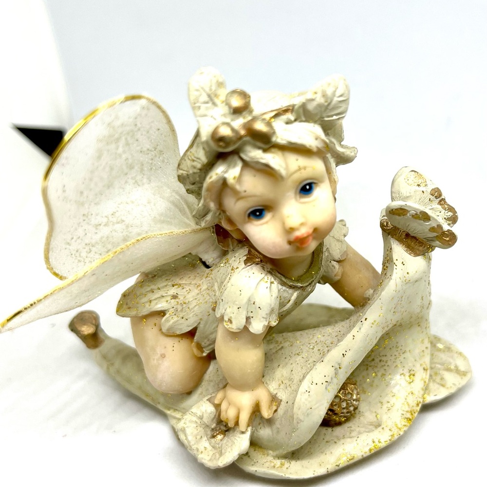 Charming Cream and Gold Angel Figurine